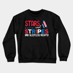 4th of July  Announcement Stars and Stripes Firecracker Crewneck Sweatshirt